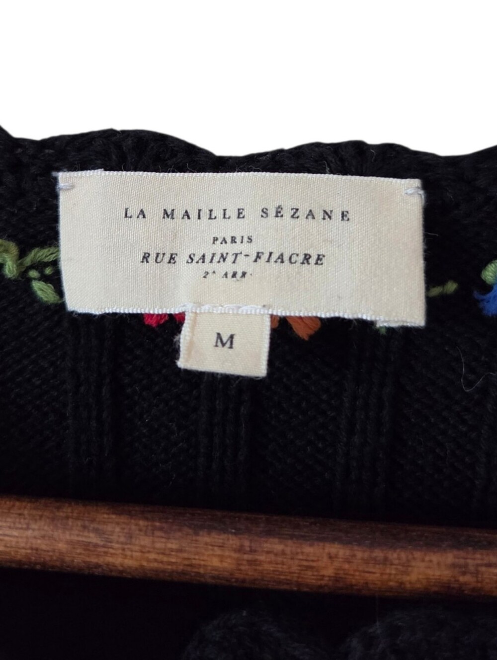 Sézane Ilena Cardigan Women Medium Black Organic Cotton Embroidered - Picture 9 of 11